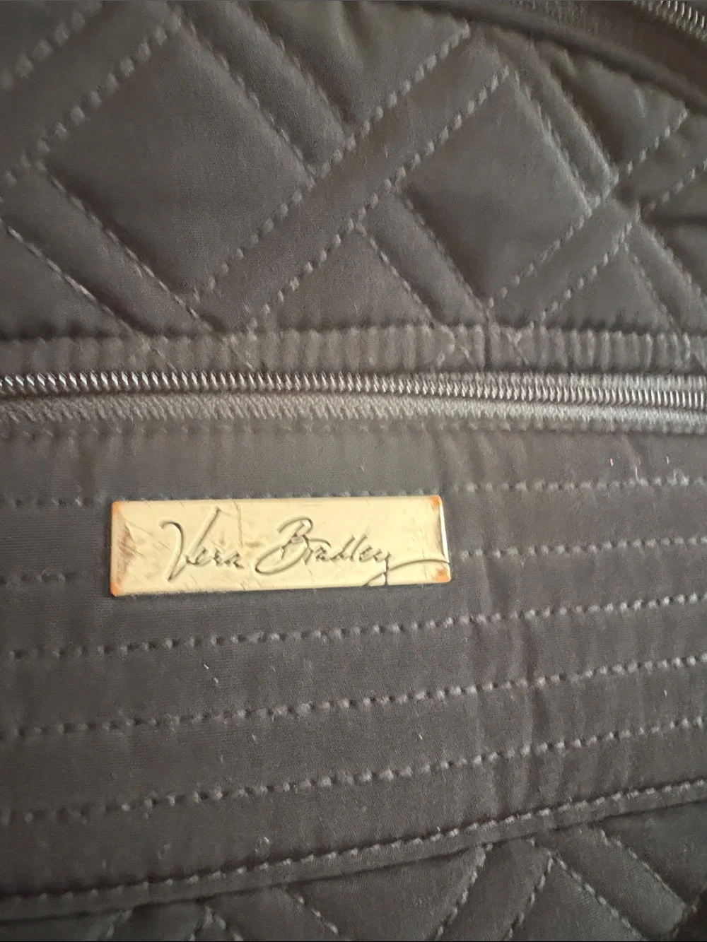Vera Bradley Quilted Black Backpack with Front Pocket